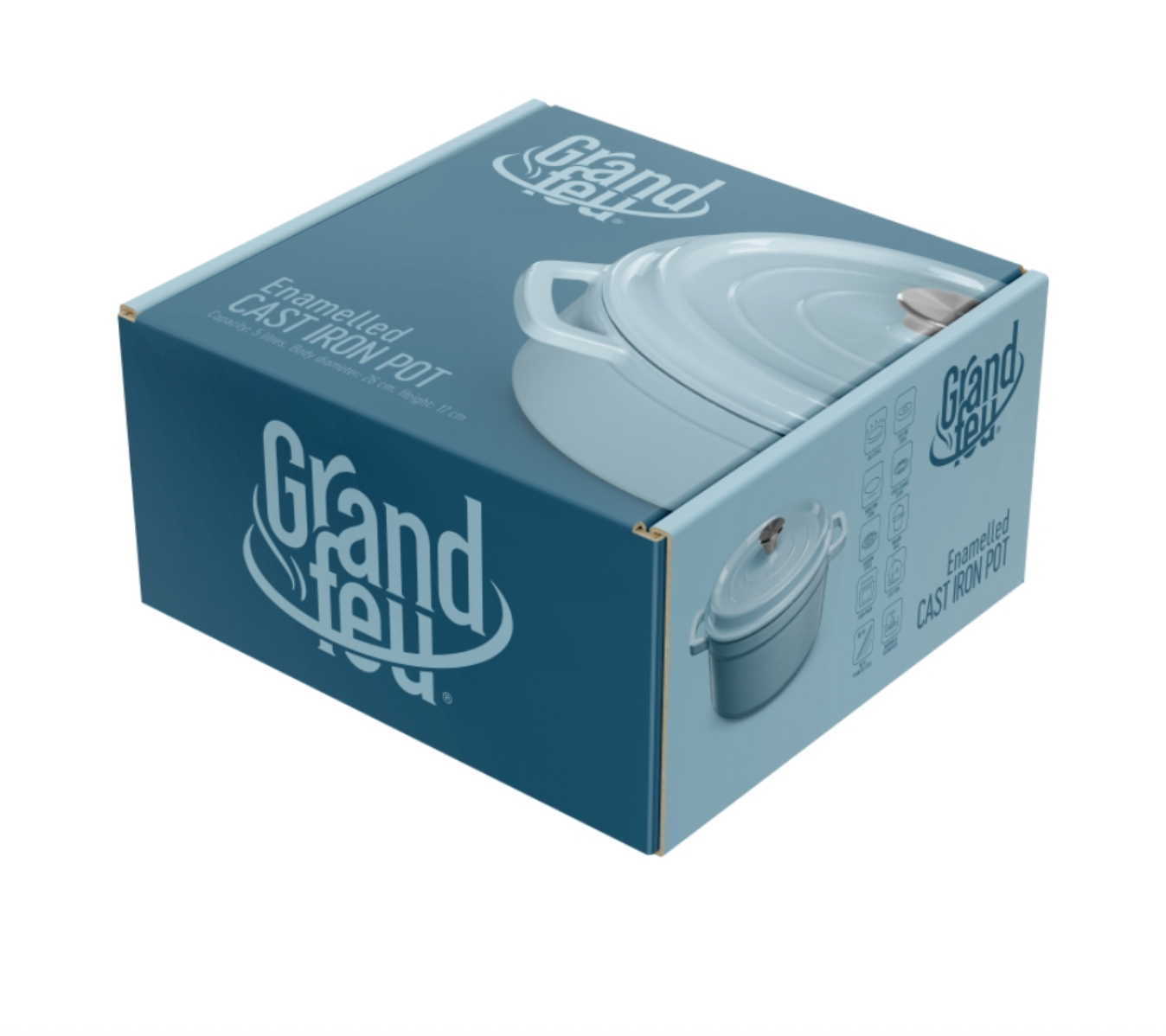 Steypujárns pottur, ljósblár 3,5 L