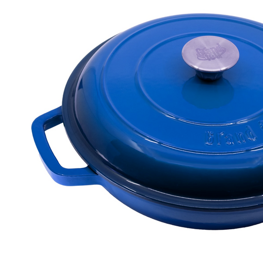 Djúp steypujárnspanna með loki – Blá