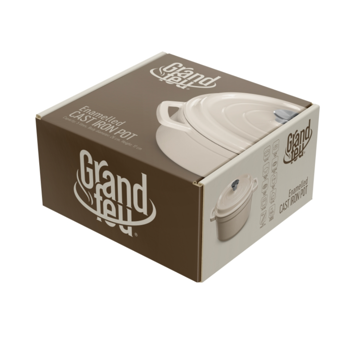 Steypujárns pottur, hvitur 3,5 L